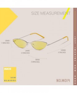 Goggle Trendy Cool Stylish Vintage Cateye Sunglasses for Women with UV400 Protection W019 - Silver Frame Yellow Lens - CN196G...