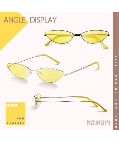 Goggle Trendy Cool Stylish Vintage Cateye Sunglasses for Women with UV400 Protection W019 - Silver Frame Yellow Lens - CN196G...