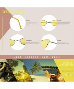 Goggle Trendy Cool Stylish Vintage Cateye Sunglasses for Women with UV400 Protection W019 - Silver Frame Yellow Lens - CN196G...