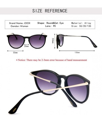 Round Classic Round Sunglasses for Women UV400 Lens Vintage Retro Glasses - Shiny Black/Smoke Gradient - CT186280RU2 $12.31