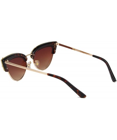 Cat Eye Women's Cat Eye Rhinestone Sunglasses PC Frame Fashion UV400 Protection Glasses - Gold-brown - C5195WHNYTX $19.37