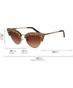 Cat Eye Women's Cat Eye Rhinestone Sunglasses PC Frame Fashion UV400 Protection Glasses - Gold-brown - C5195WHNYTX $19.37