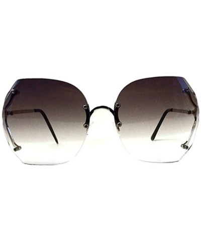 Rimless 70's Vintage Rimless Square Oversized Women Sunglasses - Grey - CV18OIKO533 $12.49