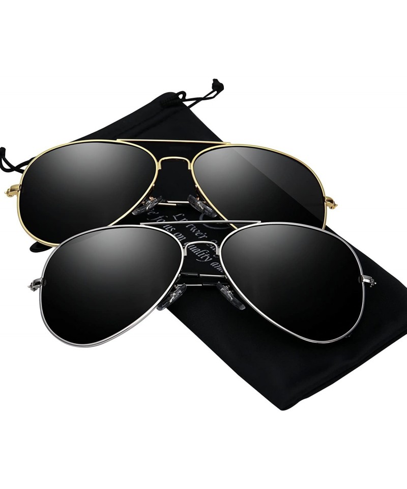 Mens Aviator Sunglasses Polarized Metal Frame Black Sun Glasses ...