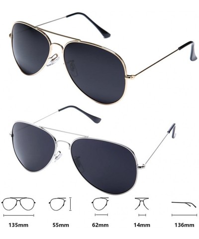 Mens Aviator Sunglasses Polarized Metal Frame Black Sun Glasses ...