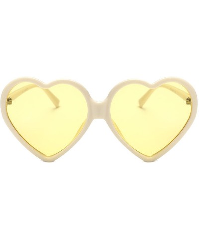 Square Sunglasses Protection REYO Heart Shaped Integrated - Yellow - CF18NW9SN4R $7.38