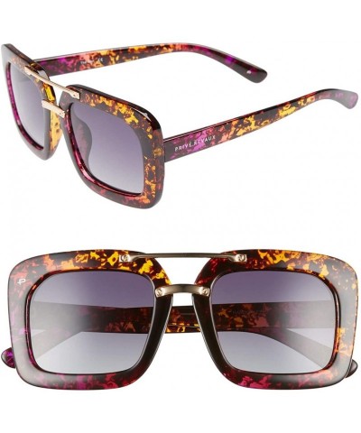 Square ICON Collection "The Karl" Designer Polarized Geometric Sunglasses - Majestic Purple Tort/Grey - C818688A9ZQ $27.31