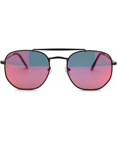 Square Color Mirror Retro Vintage Flat Top Bridge Dad Shade Sunglasses - Gunmetal Fuchsia Mirror - CK18Q79HYZX $23.23