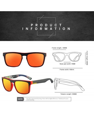 Sport Sunglasses Trend Fashion Square Frame HD Lens Polarized UV400 Outdoor Sports 3 - 1 - C918YKUG7MO $9.86