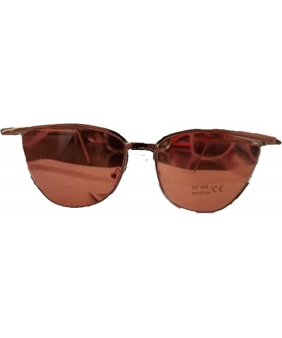 Rimless Semi Rimless Cat Eye Style Sunglasses (Gold frame - pink lens) - CU18RRODY0S $9.39