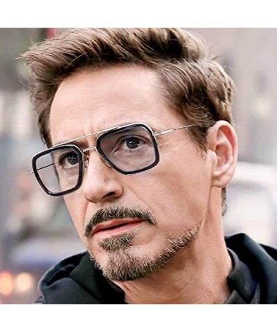 Square Tony Stark Edith Sunglasses Retro Square Eyewear Metal Frame for Men Women Sunglasses Downey Iron Man - CW192D0S0MU $1...