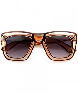 Wayfarer Designer Inspired Fashion Large Bold Translucent Horn Rimmed Style Sunglasses (Brown) - CO11988CRFX $10.65