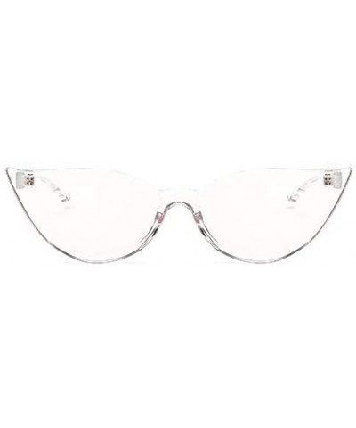 Rimless Fashion One Piece Rimless Clear Lens Color Candy Cat Eye Sunglasses - Transparent - CG18ILI9LRK $12.18