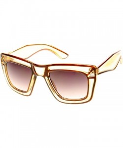 Wayfarer Designer Inspired Fashion Large Bold Translucent Horn Rimmed Style Sunglasses (Brown) - CO11988CRFX $10.65