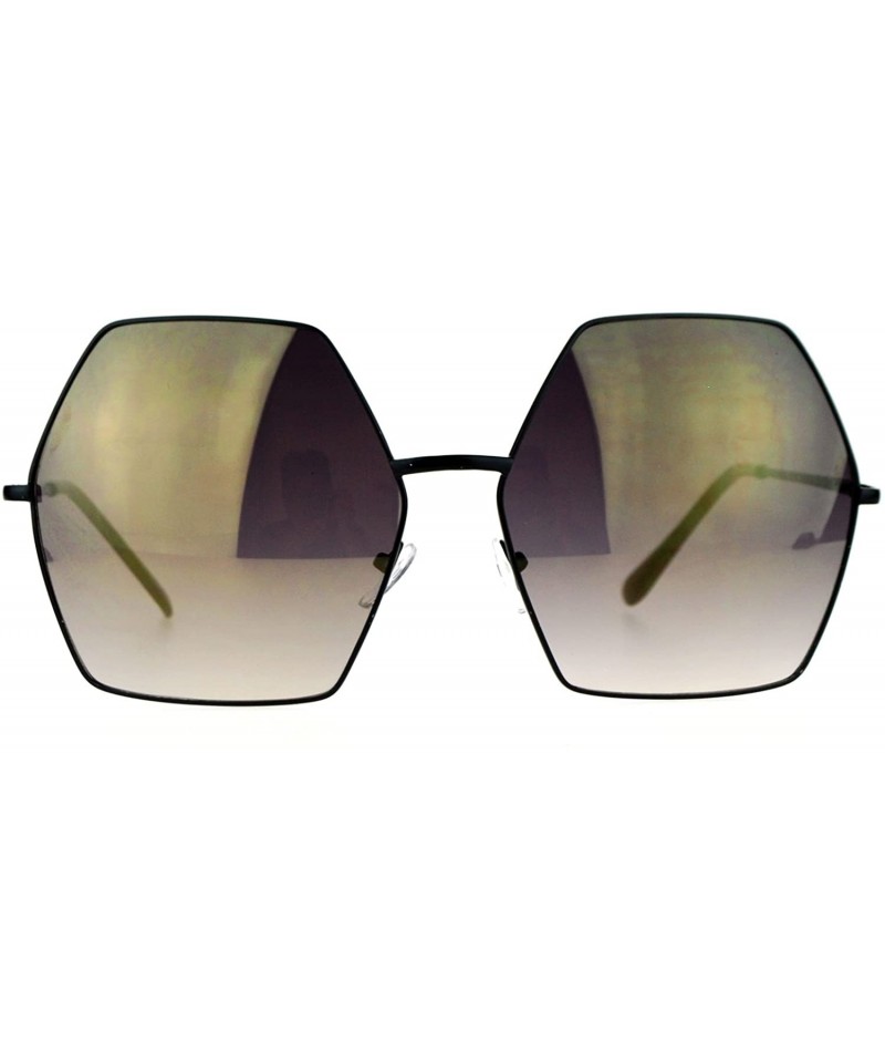 Oversized Mirrored Lens Octagon Oversize Designer Fashion Sunglasses - Black - CI12EO5NTEH $11.35