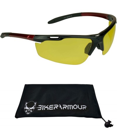 Semi-rimless Unbreakable TR90 Yellow Polarized Sunglasses Sports Semi Rimless Anti Glare - Fiery Red - C911Z25PRN5 $14.87