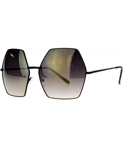 Oversized Mirrored Lens Octagon Oversize Designer Fashion Sunglasses - Black - CI12EO5NTEH $11.35