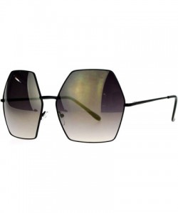 Oversized Mirrored Lens Octagon Oversize Designer Fashion Sunglasses - Black - CI12EO5NTEH $11.35