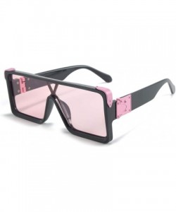 Square One Piece Square Sunglasses for Men Oversized Women Sun Glasses Retro Male Uv400 - Black With Pink - CU194XEAI72 $8.43