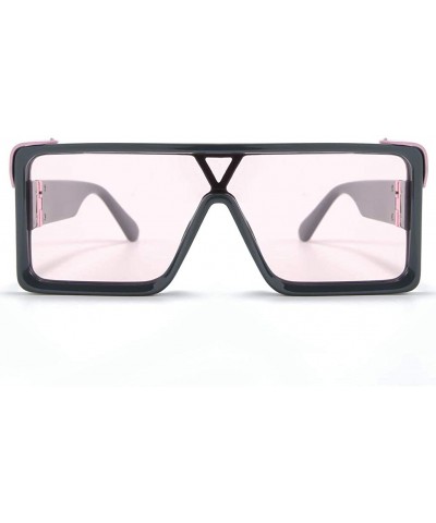 Square One Piece Square Sunglasses for Men Oversized Women Sun Glasses Retro Male Uv400 - Black With Pink - CU194XEAI72 $8.43