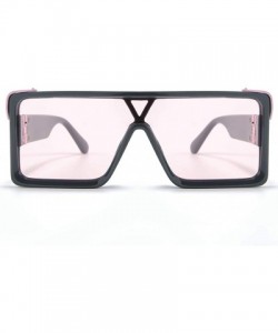 Square One Piece Square Sunglasses for Men Oversized Women Sun Glasses Retro Male Uv400 - Black With Pink - CU194XEAI72 $8.43