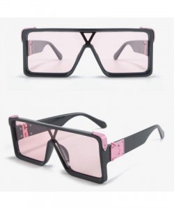 Square One Piece Square Sunglasses for Men Oversized Women Sun Glasses Retro Male Uv400 - Black With Pink - CU194XEAI72 $8.43