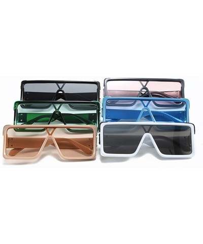 Square One Piece Square Sunglasses for Men Oversized Women Sun Glasses Retro Male Uv400 - Black With Pink - CU194XEAI72 $8.43