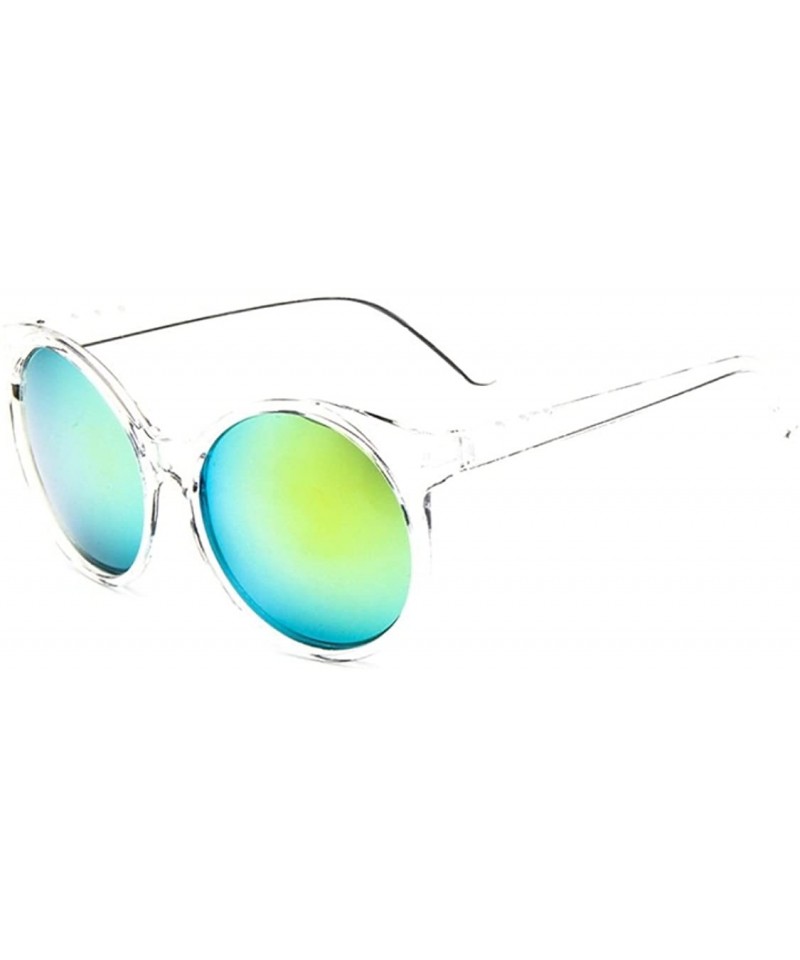 Round Women's S5057 Full Frame Iridium Coated Mirrored Lens Round 58mm Sunglasses (clear+yellow) - C011ZB8VS6N $7.06