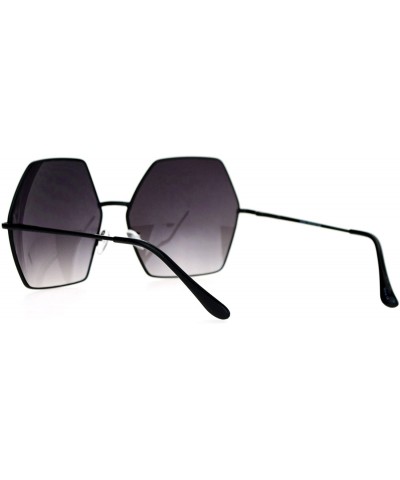 Oversized Mirrored Lens Octagon Oversize Designer Fashion Sunglasses - Black - CI12EO5NTEH $11.35