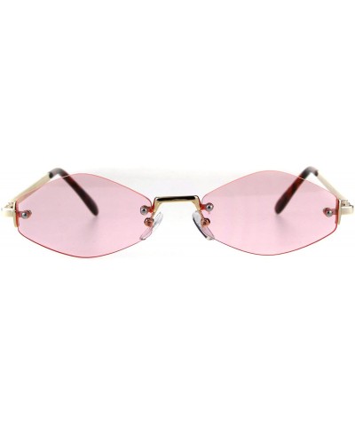 Rimless Mens Diamond Hippie Pimp Color Lens Rimless Metal Sunglasses - Gold Pink - CP18CGNEM56 $10.85