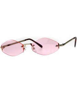 Rimless Mens Diamond Hippie Pimp Color Lens Rimless Metal Sunglasses - Gold Pink - CP18CGNEM56 $10.85