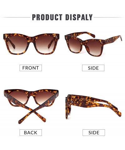 Oversized Oversized Square Sunglasses for Women Designer Luxury Flat Lens Sun Glasses Shades - Black+tortoise - C918XKLN3L5 $...