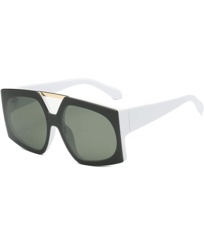 Square Women Retro Vintage Flat Lens Fashion Square Oversized Sunglasses - White - C118WQ6ZX32 $16.14