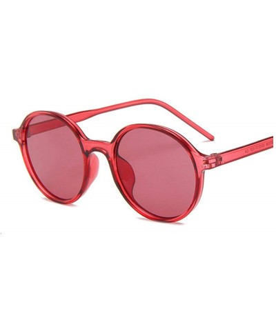 Round Luxury Sunglasses Women Classic Gradient Brand Big Frame Sun Glasses Vintage Round Sunglass Goggles UV400 - Red - C8198...