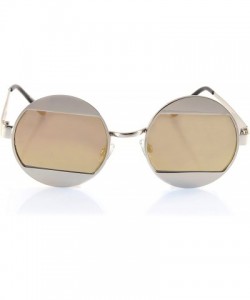 Rimless Top Bottom Metal Split Mirror Round Flat Lens Sunglasses A200 - Yellow Rv - C818ESSY4MT $13.60