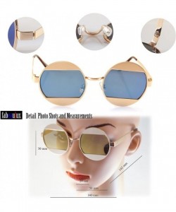 Rimless Top Bottom Metal Split Mirror Round Flat Lens Sunglasses A200 - Yellow Rv - C818ESSY4MT $13.60