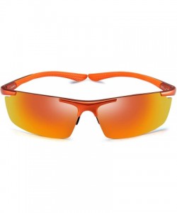 Square Men's Polarized Sunglasses UV400 Retro Unbreakable Metal Driving Sunglasses - Orange - CC18ELA6N0Q $32.29