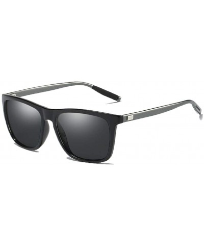 Rectangular STEELEMENT.Men's Polarized Sunglasses Rectangular Driving Sunglasses For Men/Women - Black - C518W5MGWZW $14.21