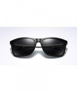 Rectangular STEELEMENT.Men's Polarized Sunglasses Rectangular Driving Sunglasses For Men/Women - Black - C518W5MGWZW $14.21
