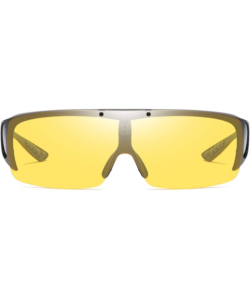 Wrap Polarized Sunglasses Prescription Eyeglasses Protection - Black - Yellow Lens - CL18Z0RKTW0 $18.81