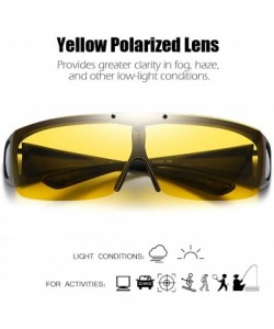 Wrap Polarized Sunglasses Prescription Eyeglasses Protection - Black - Yellow Lens - CL18Z0RKTW0 $18.81