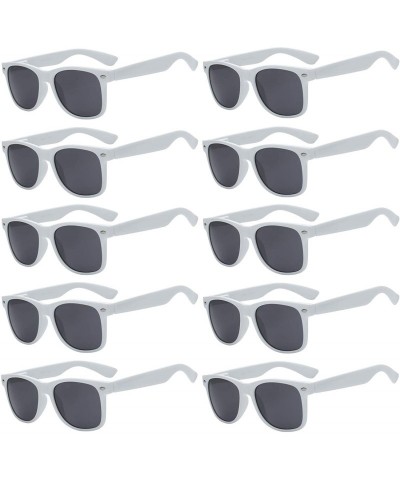 Rectangular Retro Vintage Sunglasses Smoke Lens 10 Pack in Multiple Colors OWL. - White_10_pairs - C3126ZF7TEP $21.21