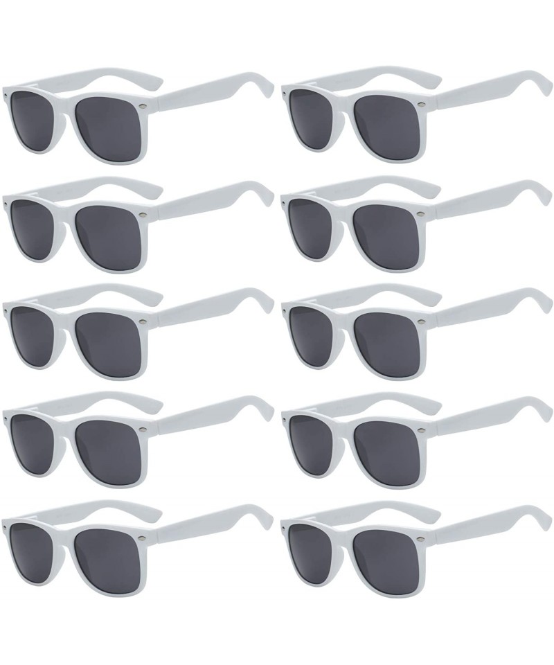 Rectangular Retro Vintage Sunglasses Smoke Lens 10 Pack in Multiple Colors OWL. - White_10_pairs - C3126ZF7TEP $21.21