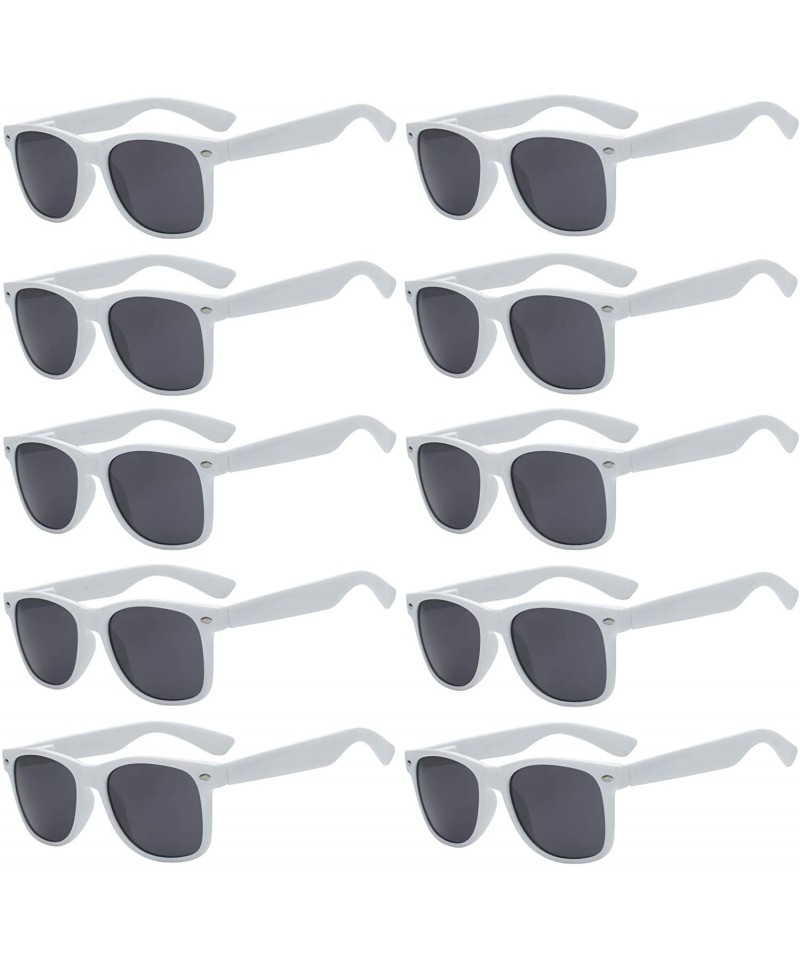 Rectangular Retro Vintage Sunglasses Smoke Lens 10 Pack in Multiple Colors OWL. - White_10_pairs - C3126ZF7TEP $21.21