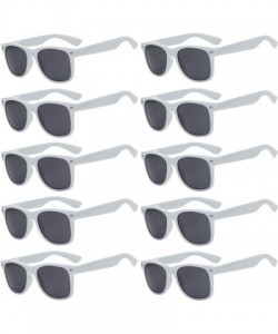 Rectangular Retro Vintage Sunglasses Smoke Lens 10 Pack in Multiple Colors OWL. - White_10_pairs - C3126ZF7TEP $21.21