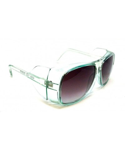 Goggle Crystal Gazelle Oversized Goggle Side Shield Square Sunglasses - Crystal Blue Frame - C618WROW4UI $10.06