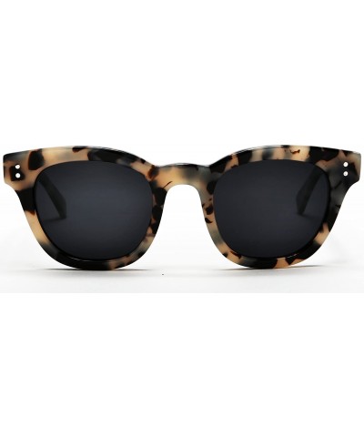 Round Women's Polarized Modern Classis Vista Horned Rim Vintage Sunglasses - Demi Brown - CC12E0DX4UR $36.21
