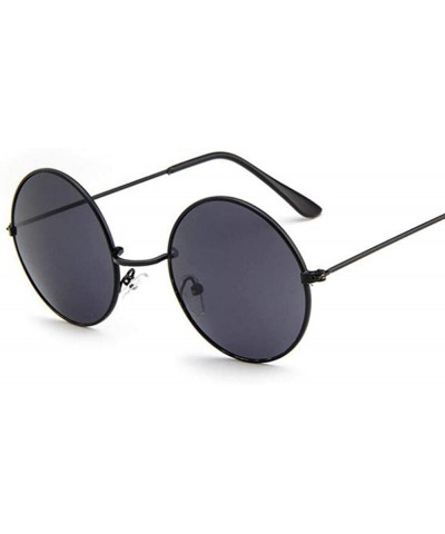 Aviator 2019 Metal Round Sunglasses Men Women Personality Black Vintage Sun Black - Blue - CE18XNH6DU3 $11.09
