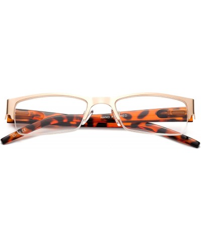 Square "Second" Aluminum Brushed Prescription Ready Clear Lens Rx Frames - Gold - CJ12KRZF4Z5 $16.71