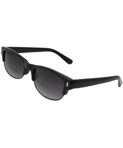 Rectangular Slim Retro Bifocal Sunglasses B12 - Black Frame Gray Lenses - C418IZIXXIU $9.53